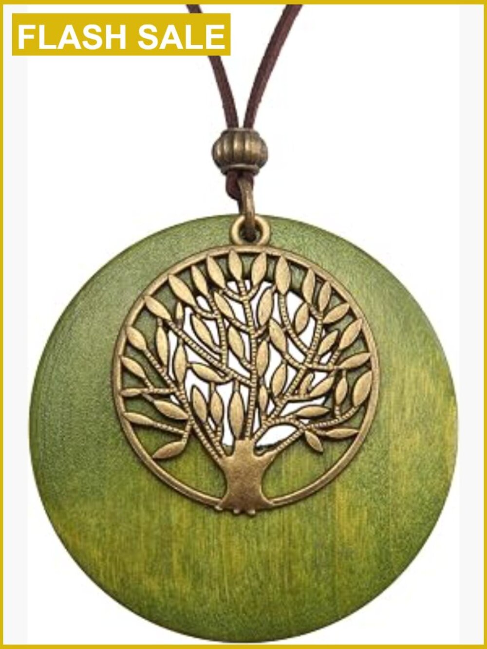 Leather Cord Necklace Chain with Wooden Pendant Adjustable Boho Layered Necklace